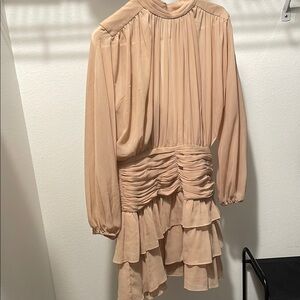 Gianni Bini Pink Tiered Long Sleeve Gown